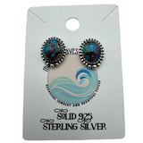 Purple Dahlia Turquoise Solid 925 Sterling Silver Stud Earrings