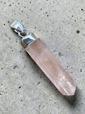 Rose Quartz point Solid 925 Sterling Silver Pendant