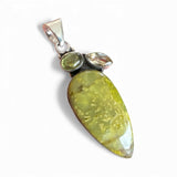 Green Opal Citrine & Peridot Solid 925 Sterling Silver Pendant