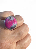 Pink Dendritic Opal Solid 925 Sterling Silver Ring 8.5