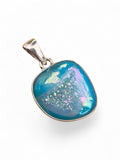 Blue Aura Druzy Solid 925 Sterling Silver Pendant