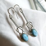 Caribbean Larimar Solid 925 Sterling Silver Earrings