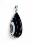 Black Botswana Agate Solid 925 Sterling Silver Pendant