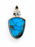 Kingman Turquoise with Pyrite Solid 925 Sterling Silver Pendant