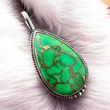 Green Mojave Turquoise Solid 925 Sterling Silver Pendant