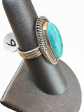 Kingman Turquoise Solid 925 Sterling Silver Ring 6