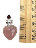 Rose Quartz & Garnet Solid 925 Sterling Silver Pendant