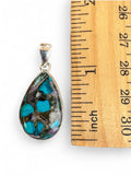 Turquoise & Charoite Solid 925 Sterling Silver Pendant