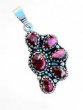 Kingman Red Rose Dahlia Half Flower Solid 925 Sterling Silver Pendant