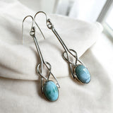Caribbean Larimar Solid 925 Sterling Silver Earrings