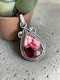 Kingman Red Rose Dahlia Solid 925 Sterling Silver Pendant