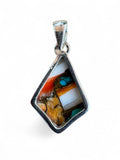 Kingman Turquoise & Spiny Oyster Solid 925 Sterling Silver Pendant