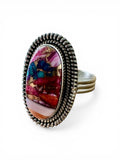 Kingman Pink Dahlia Turquoise Solid 925 Sterling Silver Ring 10.5