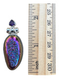 Titanium Druzy & Amethyst Solid 925 Sterling Silver Pendant