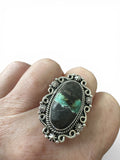 Black Jack Turquoise Solid 925 Sterling Silver Ring 9