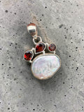 Pearl & Garnet Solid 925 Sterling Silver Pendant