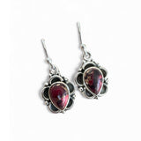 Kingman Red Rose Dahlia Solid 925 Sterling Silver Earrings