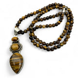 Tiger Eye Solid 925 Sterling Silver Pendant Necklace