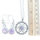 Pink Chalcedony Solid 925 Sterling Silver Necklace Earrings Set