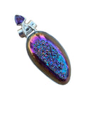 Titanium Druzy & Amethyst Solid 925 Sterling Silver Pendant