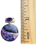 Purple Dendritic Opal & Amethyst Solid 925 Sterling Silver Pendant