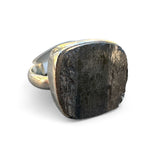 Raw Black Tourmaline Solid 925 Sterling Silver Ring 9