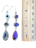 Kingman Violet Dahlia Solid 925 Sterling Silver Earrings