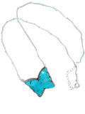 Kingman Turquoise Butterfly Solid 925 Sterling Silver Necklace