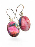 Kingman Pink Dahlia Turquoise Solid 925 Sterling Silver Earrings