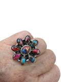 Flower Kingman Pink Dahlia Solid 925 Sterling Silver Ring ADJ