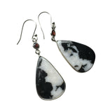 White Buffalo & Garnet Solid 925 Sterling Silver Earrings