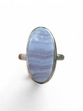 Blue Lace Agate Solid 925 Sterling Silver Ring 8