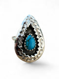 Kingman Turquoise Shadow Box Solid 925 Sterling Silver Ring 10