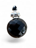 Faceted Black Onyx Solid 925 Sterling Silver Pendant