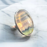 Fluorite Solid 925 Sterling Silver Ring 8