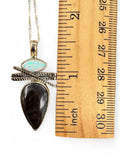 Opal & Hypersthene Solid 925 Sterling Silver Pendant with chain