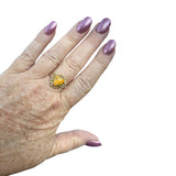 HEART Bumblebee Jasper & Citrine Solid 925 Sterling Silver Ring 9.5