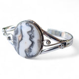 Zebra Calcite Solid 925 Sterling Silver Cuff Bracelet