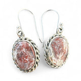 Crazy Lace Agate oval Solid 925 Sterling Silver Earrings