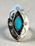 Kingman Turquoise Shadow Box Solid 925 Sterling Silver Ring 8