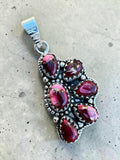 Kingman Red Rose Dahlia Half Flower Solid 925 Sterling Silver Pendant