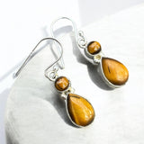 Tiger Eye Solid 925 Sterling Silver Earrings