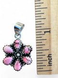 Kingman Red Rose Dahlia flower Solid 925 Sterling Silver Pendant