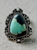 Black Jack Turquoise Solid 925 Sterling Silver Ring 10