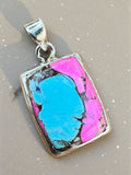 Kingman Cotton Candy Turquoise Solid 925 Sterling Silver Pendant