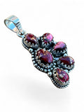 Kingman Red Rose Dahlia Half Flower Solid 925 Sterling Silver Pendant