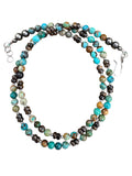 Hubei Turquoise & Bronzite Solid 925 Sterling Silver Beaded Necklace