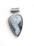 Dendritic Opal & Onyx Solid 925 Sterling Silver Pendant