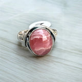 Rhodochrosite Solid 925 Sterling Silver Ring 7