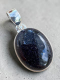 Blue Sandstone Solid 925 Sterling Silver Pendant